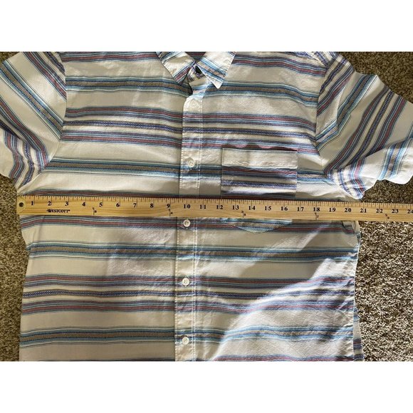 Vans Men’s SZ Medium White Colorful Stripe Cotton Short Sleeve Button Up Shirt - Picture 2 of 4